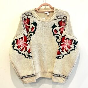 Topshop Cream Floral Knit Sweater NWT Size 8